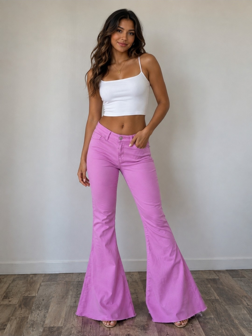 Zenana Outfitters Pink Stretch Bellbottom Jeans🎈
